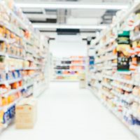 Abstract blur and defocused supermarket interior for background